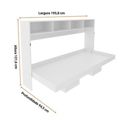 Cama de Solteiro Articulada Dobrável Flex Horizontal com 6 Nichos Cm8020 Tecnomobili Branco - 3