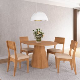 Mesa de Jantar 6 Lugares com Pé Hexagonal Freijó - 2