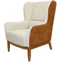 Ver imagem 1 de Poltrona Decorativa Fixa Base de Madeira Milena D02 Linho Bege A-184 Corano Marrom - Lyam Decor