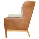 Ver imagem 3 de Poltrona Decorativa Fixa Base de Madeira Milena D02 Linho Bege A-184 Corano Marrom - Lyam Decor