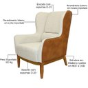 Ver imagem 5 de Kit 2 Poltronas Decorativa Base de Madeira Milena D02 Linho Bege A-184 Corano Marrom - Lyam Decor