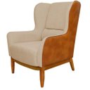 Ver imagem 1 de Poltrona Decorativa Fixa Base de Madeira Milena D02 Linho Bege C-129 Corano Marrom - Lyam Decor