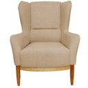 Ver imagem 2 de Poltrona Decorativa Fixa Base de Madeira Milena D02 Linho Bege C-129 Corano Marrom - Lyam Decor
