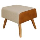 Ver imagem 3 de Kit Poltrona Decorativa Milena com Puff Viseo D02 Linho Bege C-129 Corano Marrom - Lyam Decor