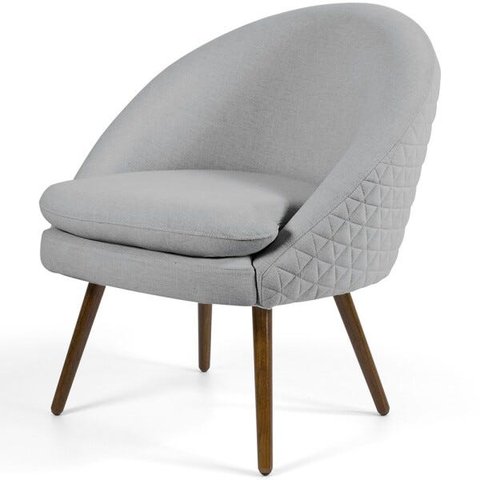 Poltrona Decorativa Fixa Pés Palito Rafa D02 Tressê Linho Cinza D-315 - Lyam Decor