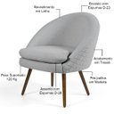 Ver imagem 3 de Poltrona Decorativa Fixa Pés Palito Rafa D02 Tressê Linho Cinza D-315 - Lyam Decor