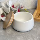 Ver imagem 2 de Porta Algodão Pote Multiuso Organizador com Tampa em Bambu - Branco