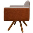 Ver imagem 4 de Poltrona Decorativa Base Giratória de Madeira Helô L02 Linho Bege Corano Marrom - Lyam Decor