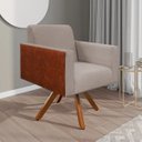 Ver imagem 2 de Poltrona Decorativa Base Giratória de Madeira Helô L02 Linho Bege Corano Marrom - Lyam Decor