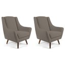 Ver imagem 3 de Kit 2 Poltronas Decorativa Fixa Pés de Madeira Juliet D02 Veludo Bege Escuro C-68 - Lyam Decor
