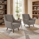Ver imagem 1 de Kit 2 Poltronas Decorativa Fixa Pés de Madeira Juliet D02 Veludo Bege Escuro C-68 - Lyam Decor