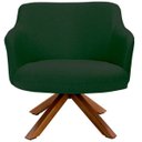 Ver imagem 2 de Kit 2 Poltronas Decorativa Base Giratória de Madeira Jade D02 Linho Verde C-117 - Lyam Decor