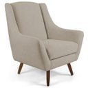 Ver imagem 1 de Poltrona Decorativa Fixa Pés de Madeira Juliet D02 Linho Bege C-129 - Lyam Decor