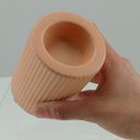 Ver imagem 3 de Castiçal Decorativo de Cerâmica Bege 10x7x7cm Porta Vela Mesa Jantar Decoração
