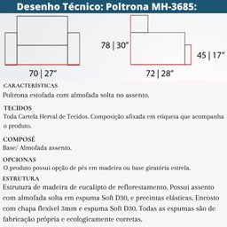 Poltrona MH-3685 Herval Madeira Eucalipto Estofado em Linho Havana Bege C1 - 4