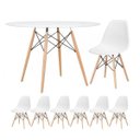 Ver imagem 1 de Conjunto de Mesa Redonda Eames 120cm Branco + 6 Cadeiras Eiffel Dsw Branco