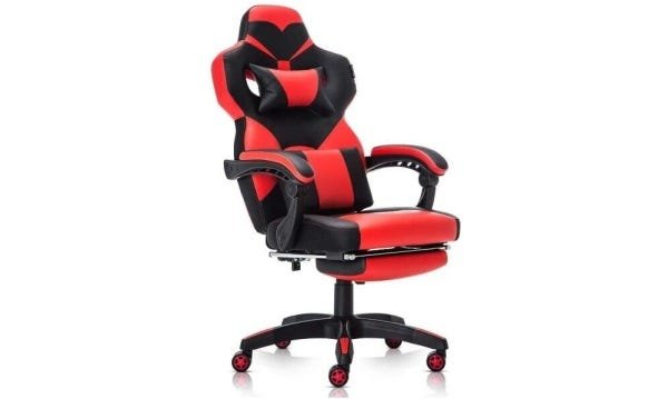 Cadeira Gamer New Star com Braços Articulados Encosto Reclinavel e Apoio para Pés Vermelha - 2
