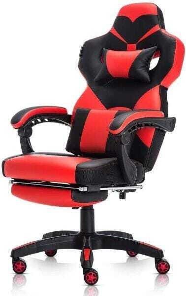 Cadeira Gamer New Star com Braços Articulados Encosto Reclinavel e Apoio para Pés Vermelha - 1