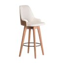 Ver imagem 4 de Conjunto 3 Banquetas Lary Decorativa Giratória Linha Alta-Frente Linho-Costas Sintético Marrom GAT M