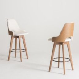 Conjunto 3 Banquetas Lary Decorativa Giratória Linha Alta-Frente Linho-Costas Sintético Marrom GAT M - 1