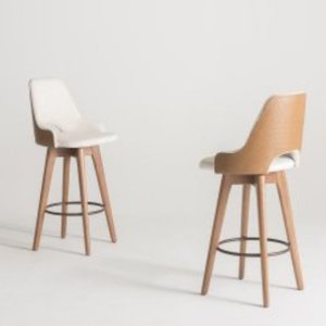 Conjunto 3 Banquetas Lary Decorativa Giratória Linha Alta-Frente Linho-Costas Sintético Marrom GAT M