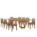 Ver imagem 2 de Sala de Jantar Flora 8 Lugares Tampo MDF Cadeiras Bella Linho Imbuia 220cm Mobillare