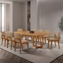 Ver imagem 1 de Sala de Jantar Flora 8 Lugares Tampo MDF Cadeiras Bella Linho Imbuia 220cm Mobillare