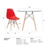 Conjunto de Mesa de Vidro Eames 100cm + 5 Cadeiras Eiffel Dsw Vermelho - 10