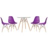 Conjunto de Mesa de Vidro Eames 70cm + 4 Cadeiras Eiffel Dsw Roxo - 1