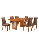 Ver imagem 2 de Mesa de Jantar Carolina 180cm Tampo MDF Canto Copo com 6 Cadeiras Lira