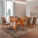 Ver imagem 1 de Mesa de Jantar Carolina 180cm Tampo MDF Canto Copo com 6 Cadeiras Lira