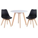 Ver imagem 1 de Conjunto de Mesa de Jantar Leda 90cm Branco + 2 Cadeiras Estofadas Leda Preto