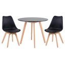 Ver imagem 1 de Conjunto de Mesa de Jantar Leda 90cm Preto + 2 Cadeiras Estofadas Leda Preto