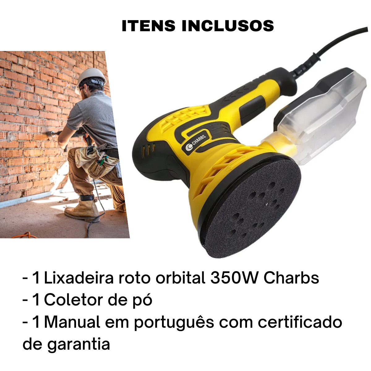 Lixadeira Roto Orbital 6 350W LRV350B 220V Massa Corrida - VONDER