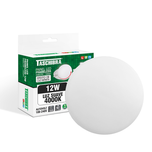 Painel de Led Taschibra Frameless Redondo Embutir 12W Bivolt 4000K Luz Neutra