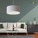 Ver imagem 3 de Lustre Pendente Cilíndrico Md-4069 Cúpula em Tecido 50x30cm Rustico Cinza - Bivolt