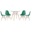Ver imagem 1 de Conjunto de Mesa Redonda de Vidro Eames 80cm + 4 Cadeiras Eiffel Dsw Verde Escuro