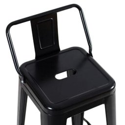 Banqueta Iron Tolix com encosto - 65 cm - Industrial - Aço - Vintage - Preto - 3