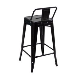 Banqueta Iron Tolix com encosto - 65 cm - Industrial - Aço - Vintage - Preto - 2