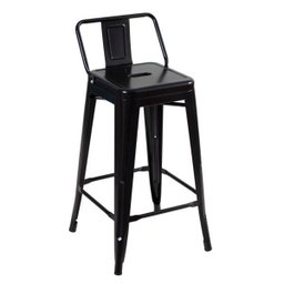 KIT - 4 x banquetas Iron Tolix com encosto - 65 cm - Industrial - Vintage - Preto - 2