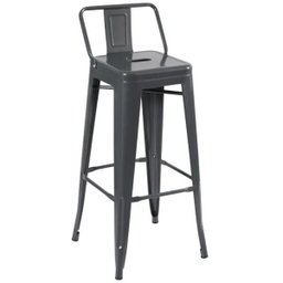 Banqueta alta Iron Tolix com encosto - 76 cm - Cinza escuro - 1