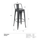 Ver imagem 4 de Banqueta alta Iron Tolix com encosto - 76 cm - Cinza escuro