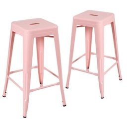 Kit - 2 X Banquetas Altas Iron Tolix - Industrial - Vintage - Rosa Antigo - 1