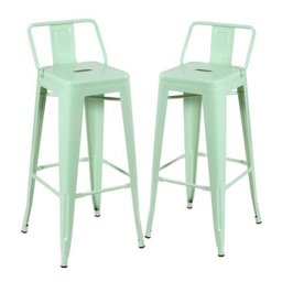 KIT - 2 x banquetas altas Iron Tolix com encosto - Industrial - Vintage - Verde claro - 1