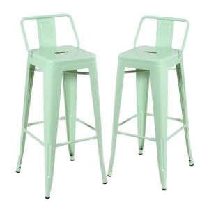 KIT - 2 x banquetas altas Iron Tolix com encosto - Industrial - Vintage - Verde claro
