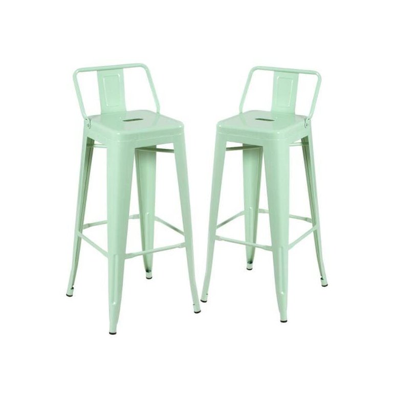 KIT - 2 x banquetas altas Iron Tolix com encosto - Industrial - Vintage - Verde claro KIT - 2 x banquetas altas Iron Tolix com encosto - Industrial - Vintage - Verde claro