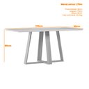 Ver imagem 3 de Mesa de Jantar para 4 Lugares 1,70m Lectus Tampo em Mdf com Vidro Ypê/off White - New Ceval 23170/96