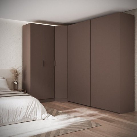 Guarda Roupa Modulado de Canto Obliquo com 5 Portas Orion CabeCasa MadeiraOriginals Marrom