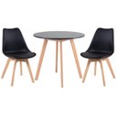 Ver imagem 1 de Conjunto de Mesa Redonda Leda 80cm Preto + 2 Cadeiras Estofadas Leda Preto