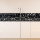 Ver imagem 2 de Pia de Cozinha Granito Indiano Cuba Inox Rasa Embutida 180cm: Preto Indiano